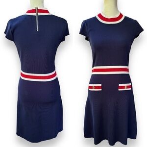 Alexia Admor Navy Red & White Alaska Nautical Knit Mini Dress | Size Small